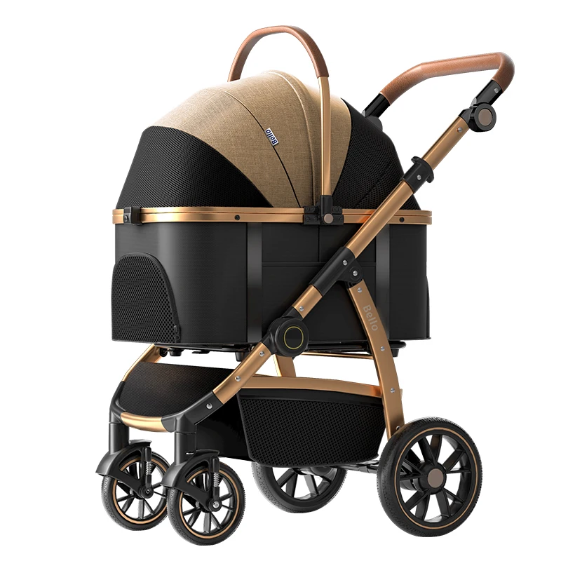 Pet Stroller Carrier - 2-in-1 Detachable Large Aluminum Tube Frame