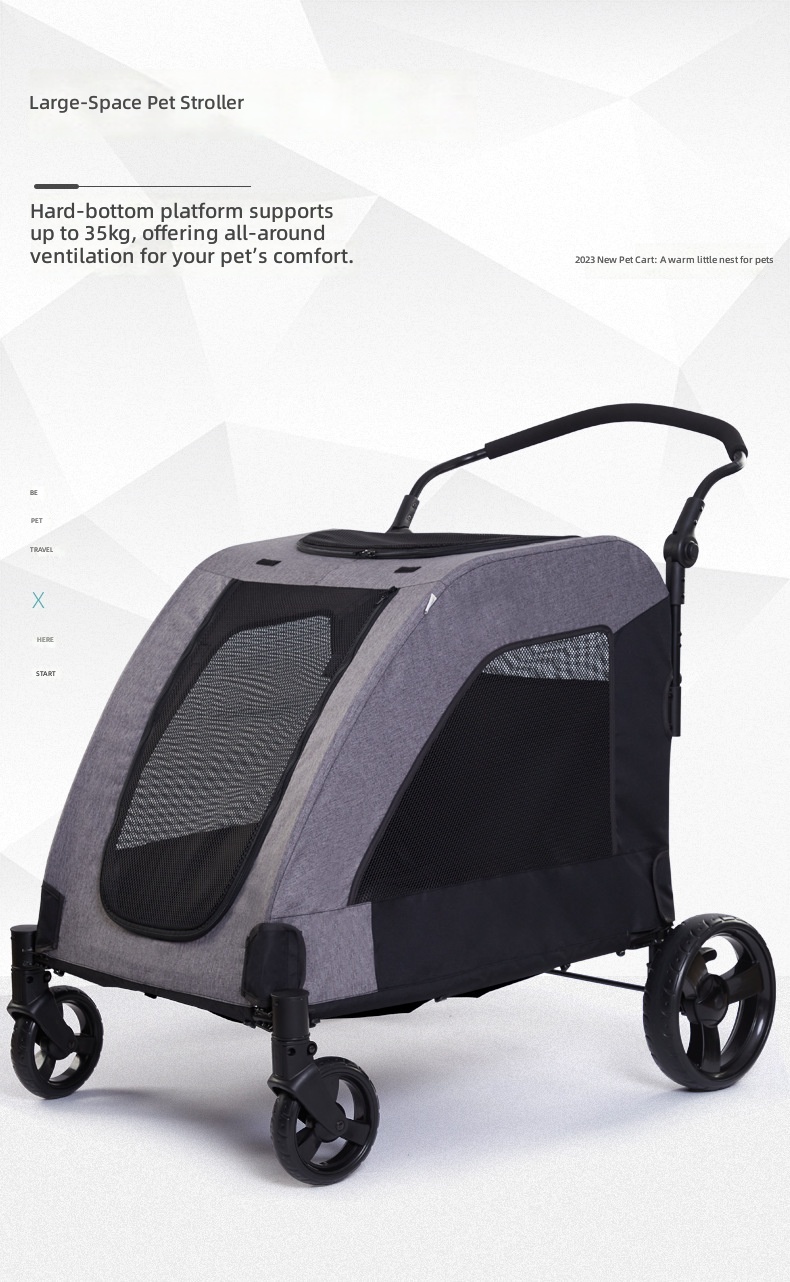 Pet Stroller Carrier - Large Pet Stroller, Foldable Cat and