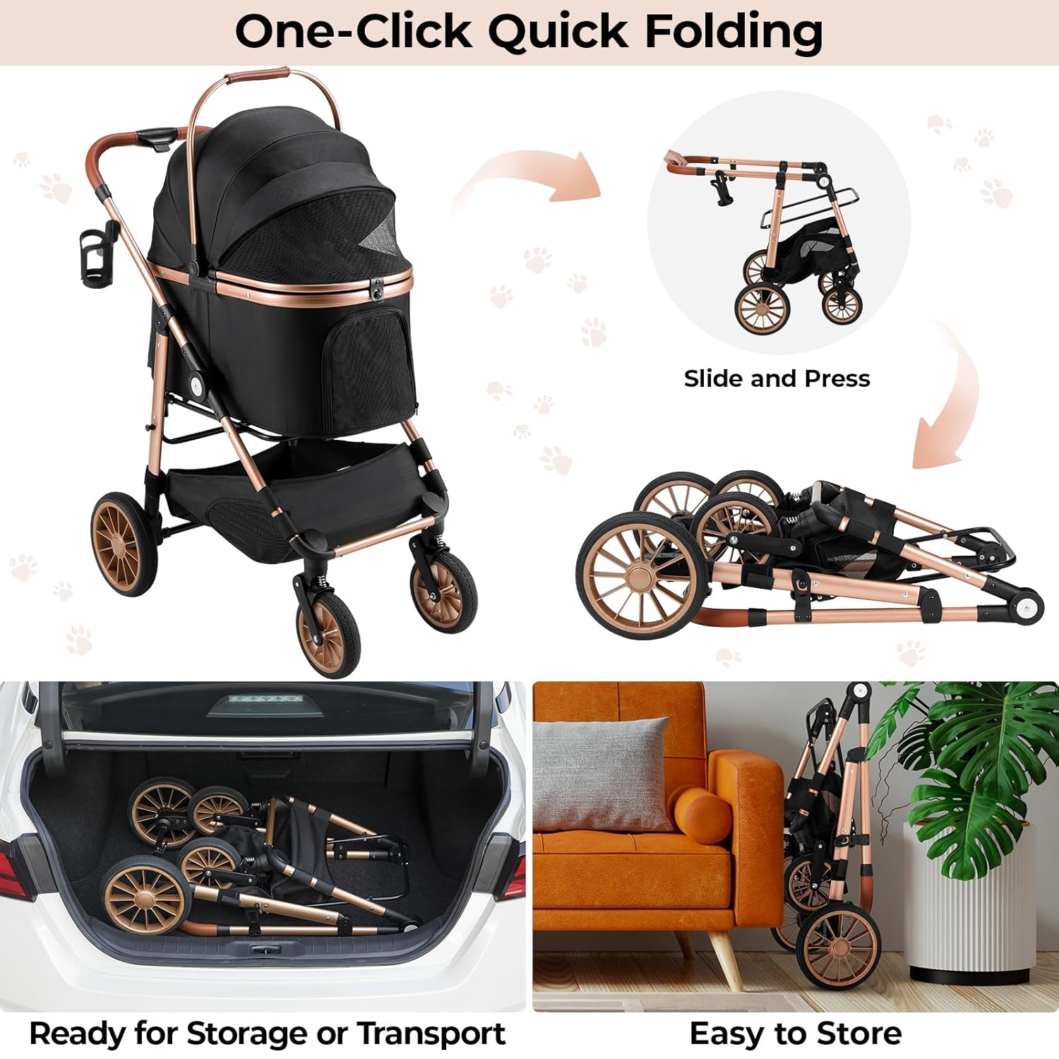 Foldable Pet Stroller for Medi - огляд і ціна Pet Stroller Carrier
