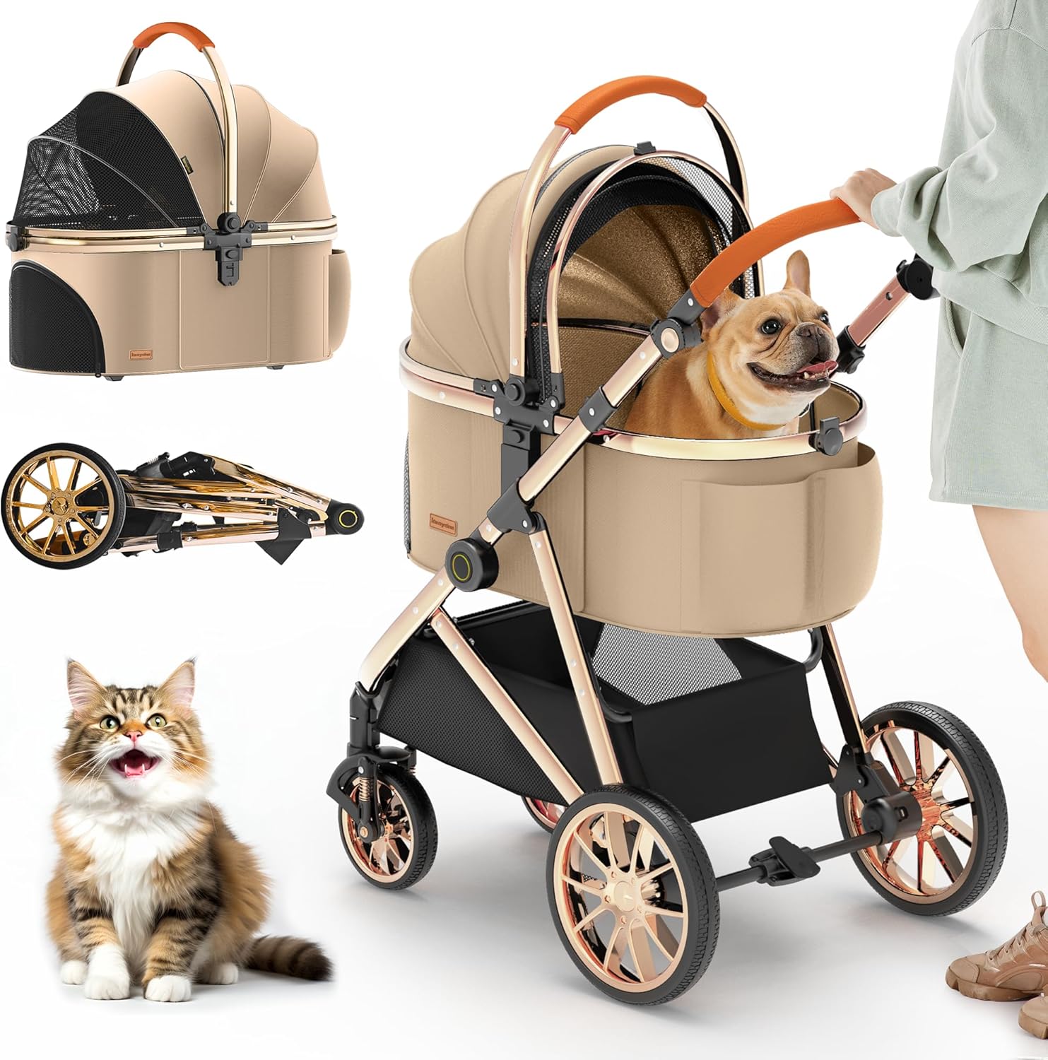 Luxury 3-in-1 Pet Stroller Wit - огляд і ціна Pet Stroller Carrier