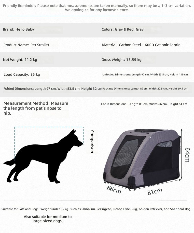 Large Pet Stroller, Foldable C - огляд і ціна Pet Stroller Carrier